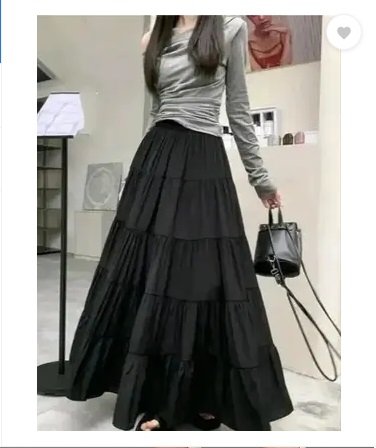 Women Solid Flared Black Skirt