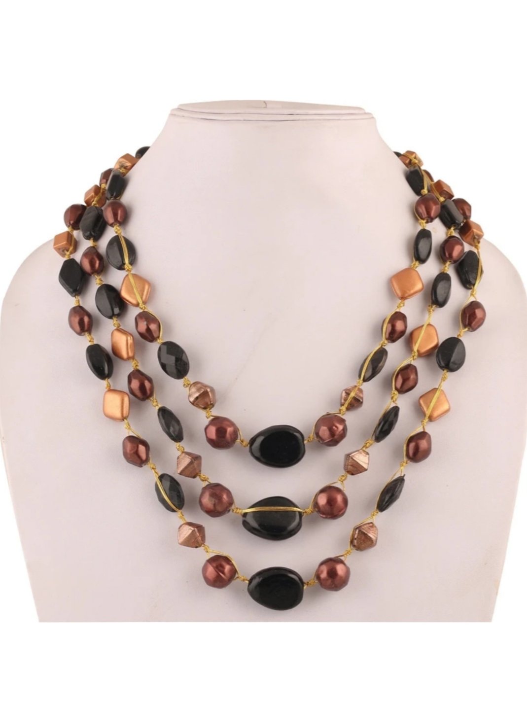 ₹201 Only – DCA Copper Bronze Gold Black Multicolor Glass Necklace (83% OFF)