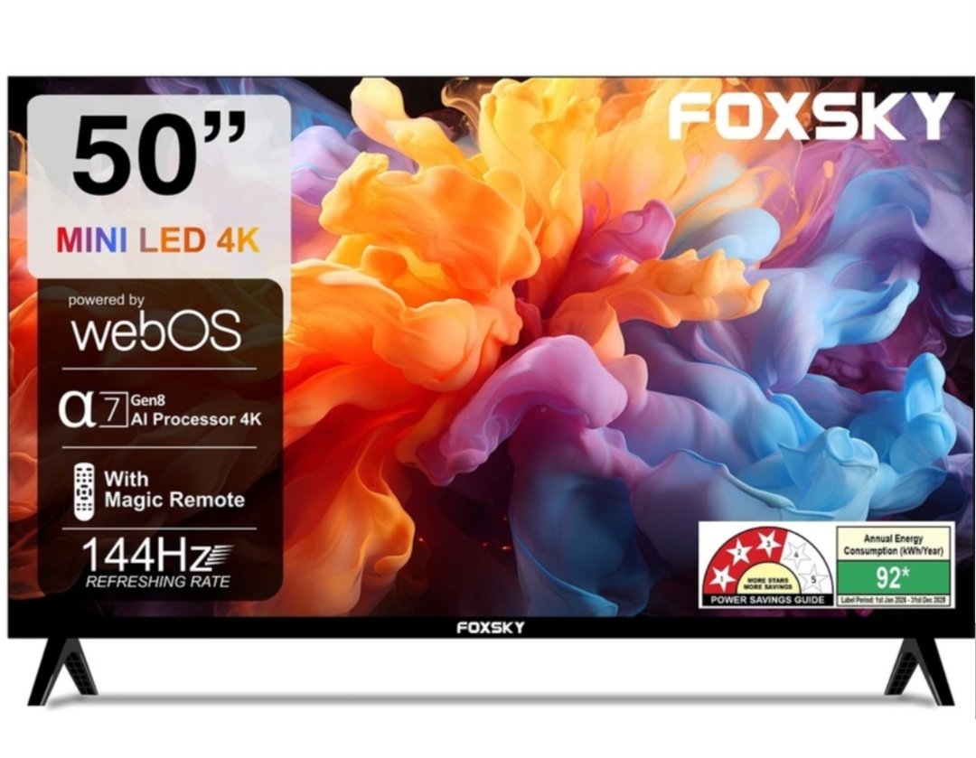 ₹24,999 – Foxsky 50-Inch 4K Mini LED Smart TV | Ultra HD Gaming & Cinema Display