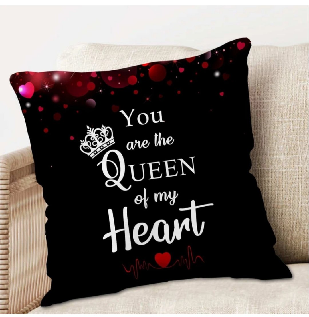 ₹153 Queen of My Heart Love Quote Cushion | Perfect Valentine Gift