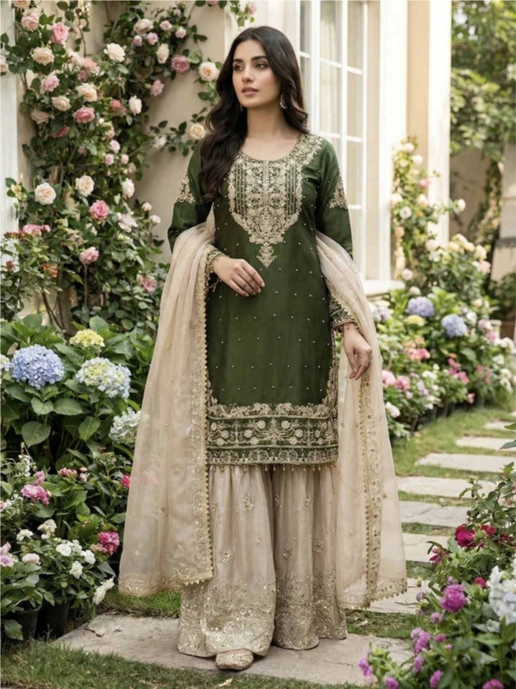 ₹2,211 – Women Silk Blend Kurta Sharara Dupatta Set | 68% OFF