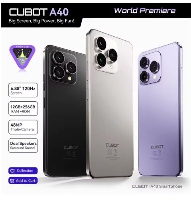 410 ريال سعودي – هاتف كيوبوت A40 أندرويد 15 بذاكرة 256GB وشاشة 120Hz
