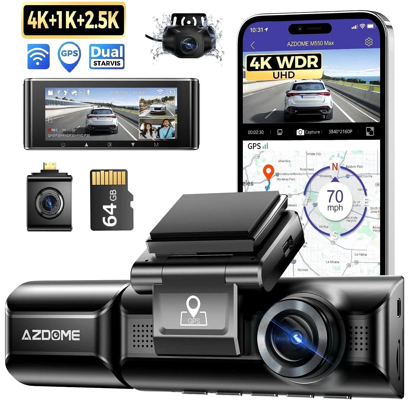 419 ريال داش كام AZDOME M550 Max 4K مع GPS ورؤية ليلية للسيارة