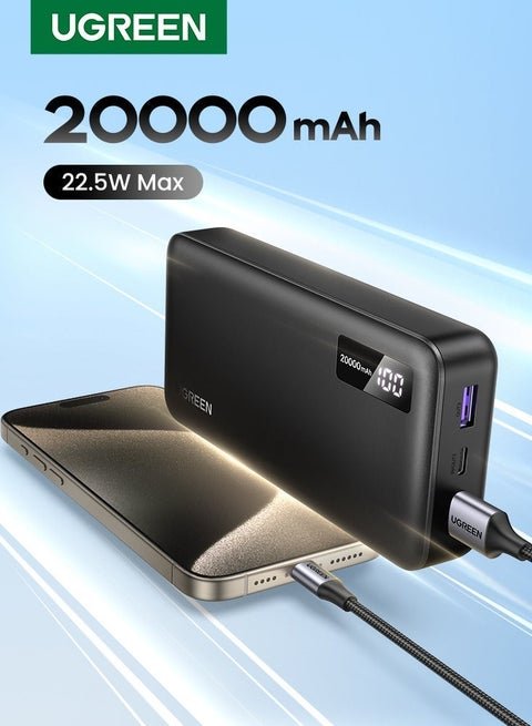 81 ريال سعودي باور بنك يو جرين 20000mAh بشحن سريع 22.5 واط وشاشة رقمية